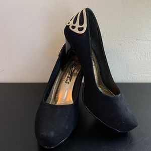 Suede Heels with Butterflies - Size 7